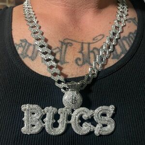 Tampa Bay Buccaneers Silver 'BUCS' Pendant Necklace